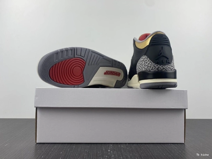 Reps TBK Jordan Air Black 3 Gold CK9246-067 WMNS 0724
